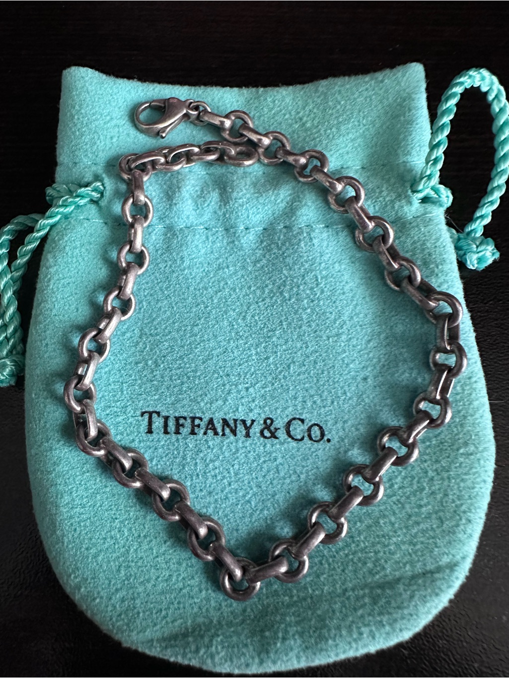 Tiffany & Co. Sterling Silver Chunky Link Bracelet With Pouch